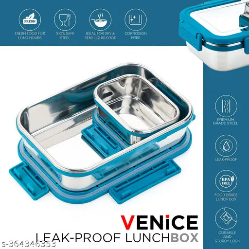 Stainless steel leak-proof lunch box, premium quality, durable and easy to clean for adults or kids meals