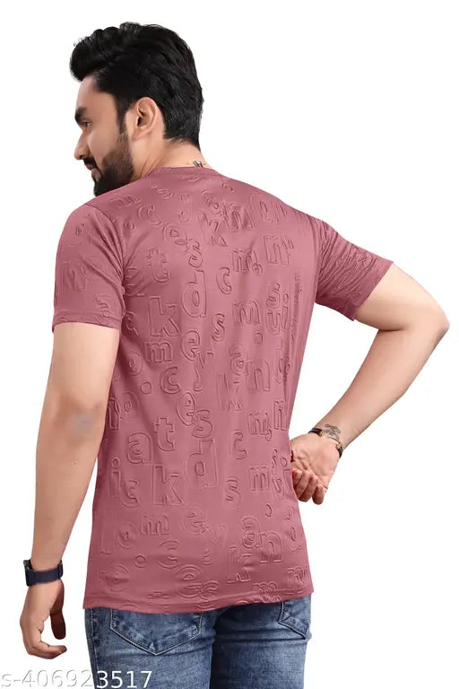 Men's regular fit cotton blend casual t-shirt, short sleeves, printed pattern, M size (38in chest, 27in length)