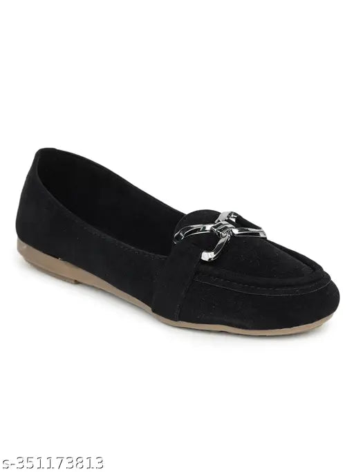 Suede moonwalk stylish bellies for women, solid pattern ballet flats - India