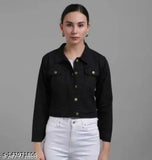 Black denim tuile jacket for kids, sizes 9-11 years, solid pattern