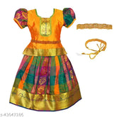 Art Silk embellished Lehenga Choli with waist belt, latest trending Indian traditional outfit for 0-8 years