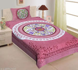 Cotton printed single bedsheet with pillow cover, ethnic motifs by E ELMA, ideal for summer and adults