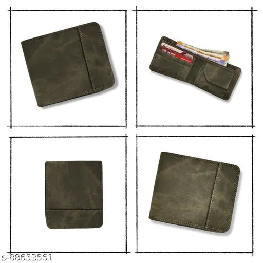 Brown faux leather Byfold wallet for men by SKSNIA, durable modern design with 2 compartments, Made in India