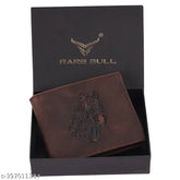 Rare Bull leather RFID wallet for men, genuine leather with 4 card slots, 2 cash compartments, 1 coin compartment, and 2 secret pockets. Perfect gift for modern men