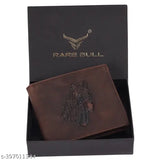 RARE BULL Leather RFID Wallet for Men - Pure leather wallet with 4 card slots, 2 cash compartments, 1 coin pocket, and 2 secret compartments. Perfect gift for men, made in India