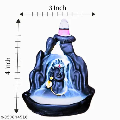 Resin Adiyogi Shiva Backflow Cone Incense Holder with 51 free fragrance incense cones, decorative showpiece for home or meditation space, India origin