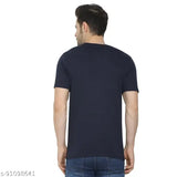 Blue cotton t-shirt, stylish regular fit round neck by Filev for men, premium bio-washed cotton fabric