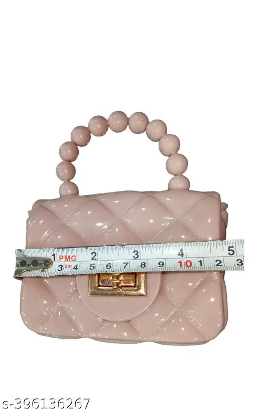 Small size PVC kids purse with printed net pattern and slingchain, ideal for little girls' parties