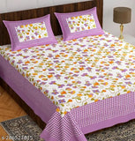 Superfine floral cotton double bed sheets set, 2 pillow covers for heavy winter, Rajasthani Jaipuri design, Indian origin