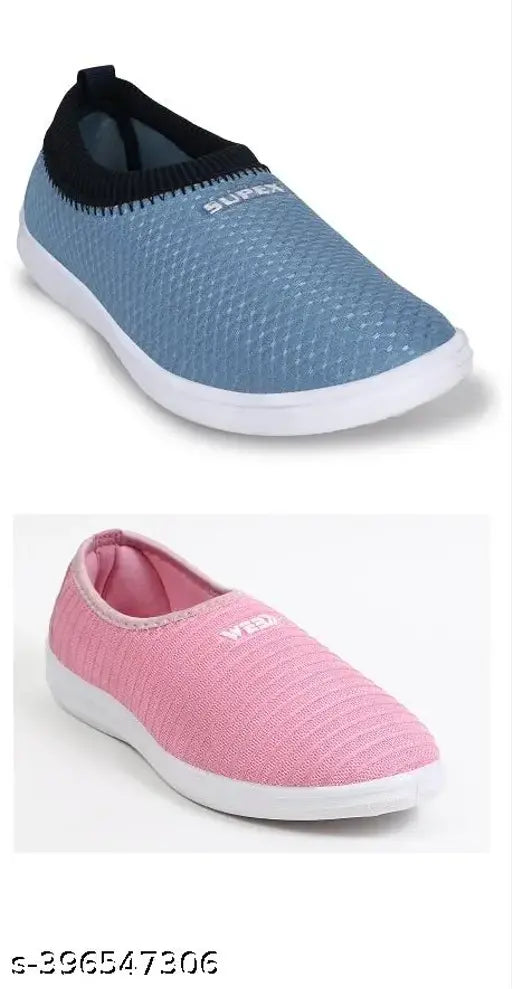 Embellished textile running shoes for women: SUPEX Sports outdoor gym, loafers & slip-on in sizes IND-5 to IND-9. Indian made