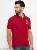 Cotton blend regular fit men's polo shirt with half sleeves, printed logo on chest, ideal for golfing in India