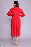 Rayon embroidered kurti with three-quarter sleeves, 44'' length. Fabulous Women's Indian fashion wear on hanger