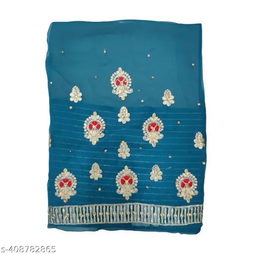 Embroidered Georgette Rajputi Poshak for women's party wear, featuring Aari and stone work