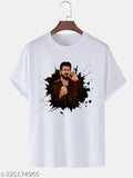 Black printed net polyester short-sleeved vijay Leo varisu beast top, India origin