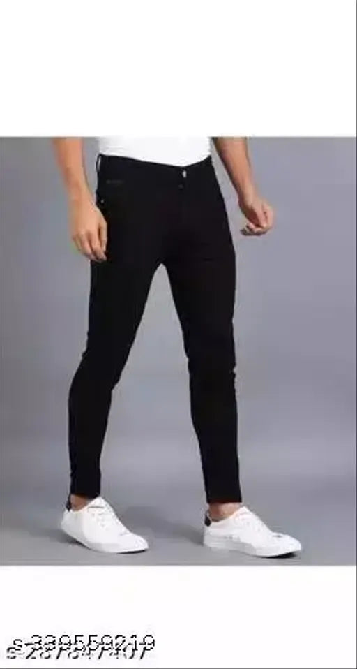 Black denim jeans, fashionable size 28, 30, or 32, made in India