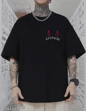 Men's black cotton graphic printed oversized t-shirt, ideal for casual wear or sports activities. Made by Hiden Brooks in India." (109 characters)