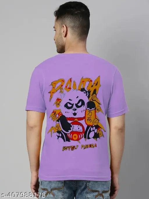 Trendy men's polyester t-shirt with back print design, short sleeves, India origin