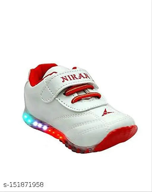 Angelwalk_New Kids Led Light Shoes - Patent leather running shoes with synthetic sole, fastened by Velcro, featuring LED lights and memory foam insole