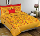Cotton floral queen size bedsheet with pillow cover, ideal for summer adult use