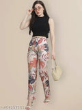 High-rise printed cotton trousers, women's comfortable fashion wear from India
