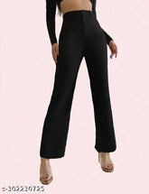 Trendy pink-purple cotton blend women's trousers combo pack of 2, sizes: 26, 28, 30, 32, 34 & black cotton blend trousers pack of 2, sizes: 26, 28, 30, 32, 34. Stylish casual pants with elastic waistband and front seam detail, perfect for a variety of outfits." (118 characters)