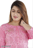 Pink Rayon Printed Anarkali Kurta, three-quarter sleeves, festive wear, Indian ethnic fashion, Rayon fabric for all seasons