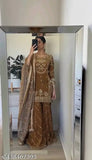 Chanderi cotton party wear TopPlazzo and dupatta with heavy embroidery, 3/4 sleeves, digital print and mirror work, India