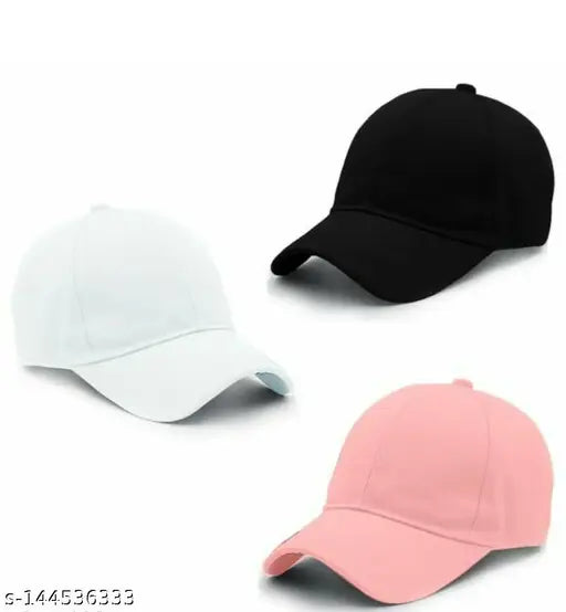 Trending modern cotton baseball caps, solid pattern for men, women, girls, boys - Indian origin