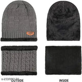 Grey woolen cap set of 2 (balaclava with muffler/neckwarmer) - ideal for cold weather indoor & outdoor use, handcrafted in India