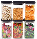 Black plastic dry fruit jar combo set, airtight and BPA-free, 12 pieces of 1200ml containers for kitchen storage