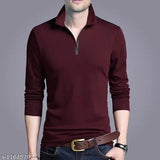 Long-sleeve solid cotton blend polo t-shirt for men by Eyebogler, made in India
