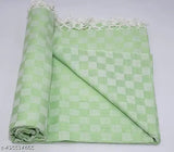Bhagalpuri cotton blend checked AC chadar in dull green, ideal for comfortable sleep in any season