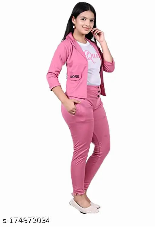 Cotton blend kids' partywear dress set, ages 12-18 months to 15-16 years, featuring printed koti, stretchable pants, and printed t-shirt, trendy fashion for girls