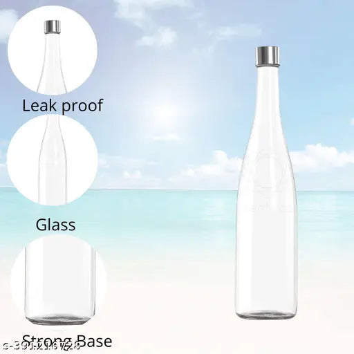 Clear 750ml glass wine bottles, leak-proof and BIS/ISI certified, perfect for drinks storage in fridge