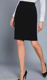 Cotton blend solid pencil skirt, perfect for casual wear or office attire, available in sizes 26-32 inches