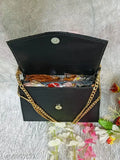 Stylish quilted PU handbag, golden chain strap, free size, canvas & leather, 2 compartments, ideal for casual occasions