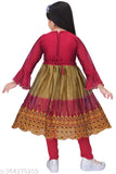 Cotton blend girls dresses in printed net pattern, suitable for 4-5 and 5-6 years old children