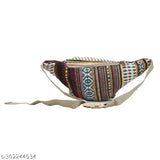 Multicolor Himalayan hemp festival waist pack, water-resistant bum bag with 3 compartments and free size (8in x 10in x 3in). Ideal for hiking, running, or travel accessories. Made in India