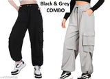 Solid polyester women's cargo joggers - trendy slim-fit Indian fashion