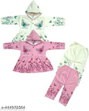 Indian-origin, printed wool long sleeves baby dress - casual winter wear for 0-2 months