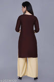 Rayon stitched women's kurti-palazzo set, self-design pattern on display, Maha price drop sale, three-quarter sleeves, Indian origin