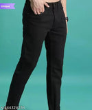 Stretchable cotton blend black jeans for men, mid-rise slim fit with modern wash pattern - India