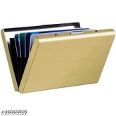 Stainless steel slim metal card holder. Durable, waterproof wallet protects 6 cards for women & men. Classic matt black finish, ultra-slim & portable design. Made in India