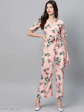 Pastel floral printed polyester jumpsuit with short sleeves and zipper closure, featuring overlap styling in front and a relaxed body. Perfect for cocktail events. Indian origin