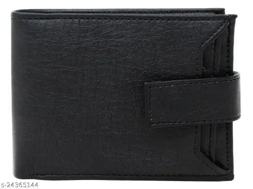Modern leather men's wallet, solid net pattern, compact yet spacious design