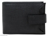 Modern leather men's wallet, solid net pattern, compact yet spacious design