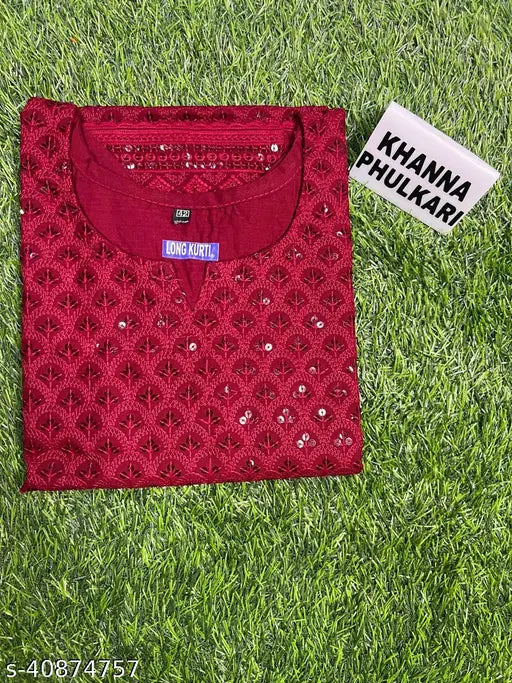 Trendy women's cotton Cambric kurta & palazzo sets, embroidered net pattern, three-quarter sleeves, S to XXXL sizes, Indian chikankari sequence design