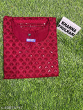 Trendy women's cotton Cambric kurta & palazzo sets, embroidered net pattern, three-quarter sleeves, S to XXXL sizes, Indian chikankari sequence design