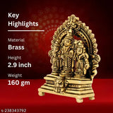 Brass Lord Vishnu with Shridevi and Bhudevi sculpture, premium brass South Indian art decor item, height 2.9 inches, spiritual home decor