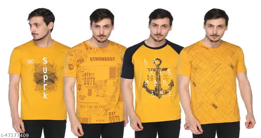 Cotton blend, printed Shaun Men's round neck T-shirt - trendy, short sleeves, size S (37 in chest, 25 in length)